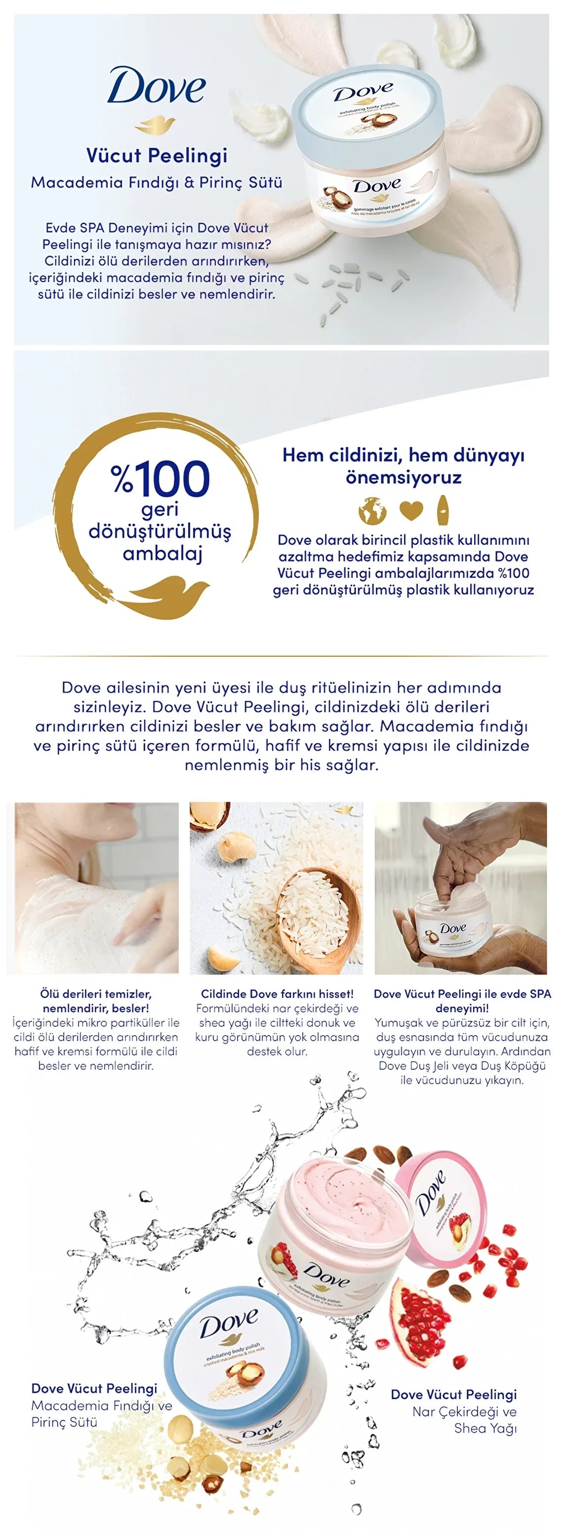 Dove Body Scrub with Macadamia Nut & Rice Milk 225 ml - alotasawkli