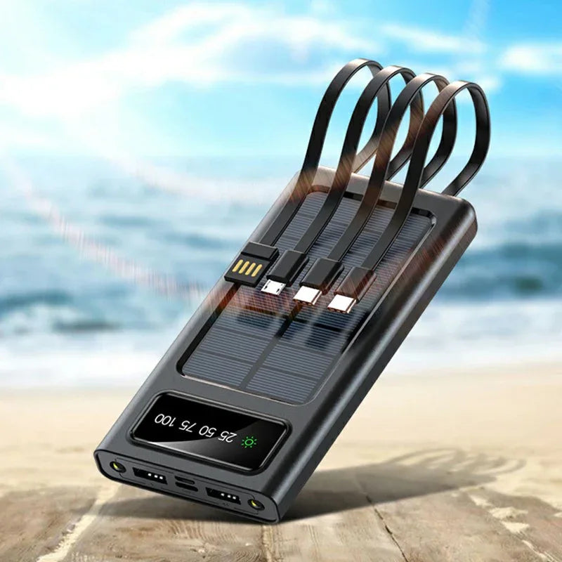 باور بانك بالطاقة الشمسية 10,000 مللي أمبير في الساعة | شحن 5 أجهزة في نفس الوقت | USB-C و Lightning - alotasawkli