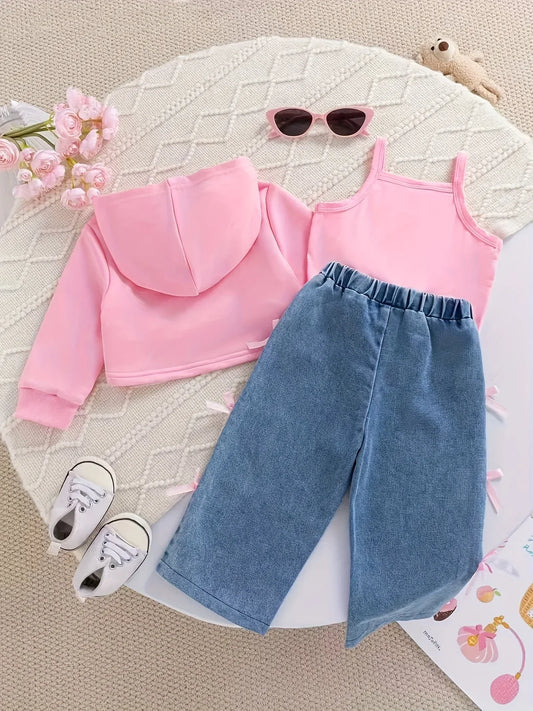 TEMU-Three piece set of baby girl fashion trend pink cartoon - alotasawkli