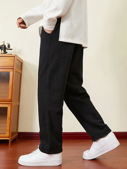 Men's Thermal Fleece-Lined Straight Leg Sweatpants - alotasawkli