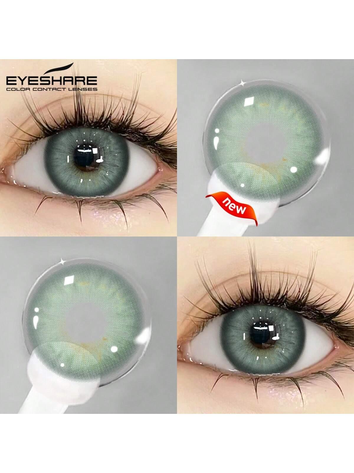SHEIN-EYESHARE Pair of 14.2mm Gray and Purple Colored Contact Lense - alotasawkli