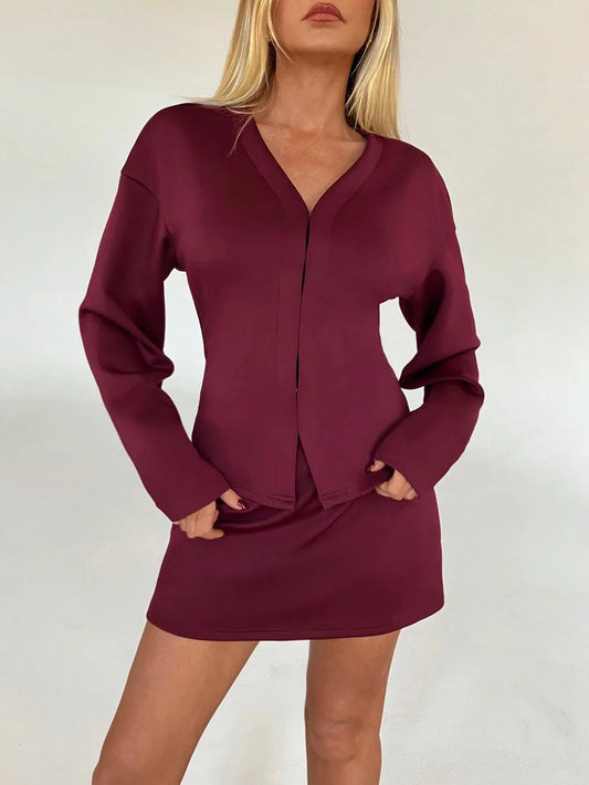 SHEIN-Aloruh Women's Elegant Raglan Sleeve Front Zipper Top and High - alotasawkli