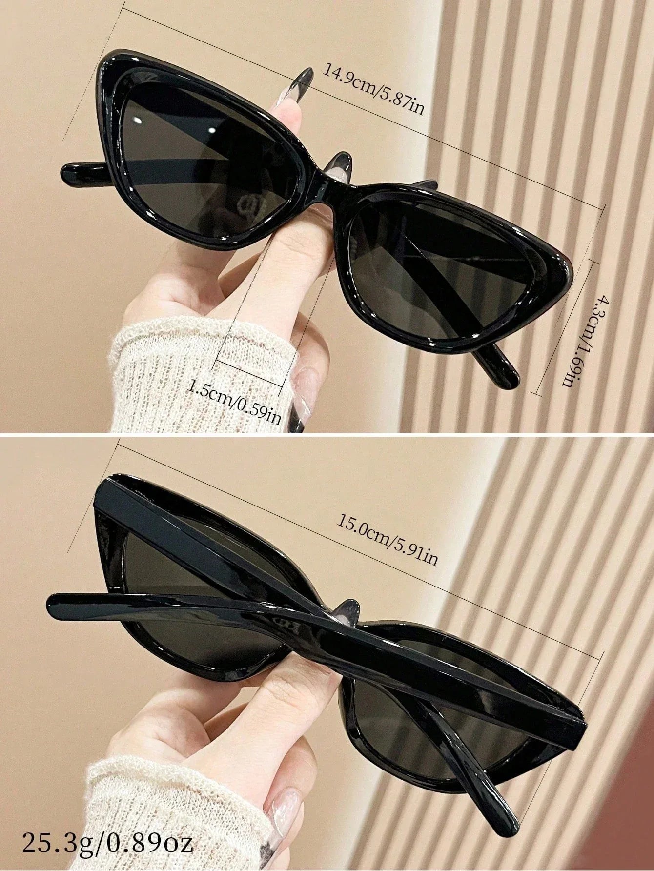 SHEIN-A pair of black frame cat-eye sunglasses for men and women - alotasawkli