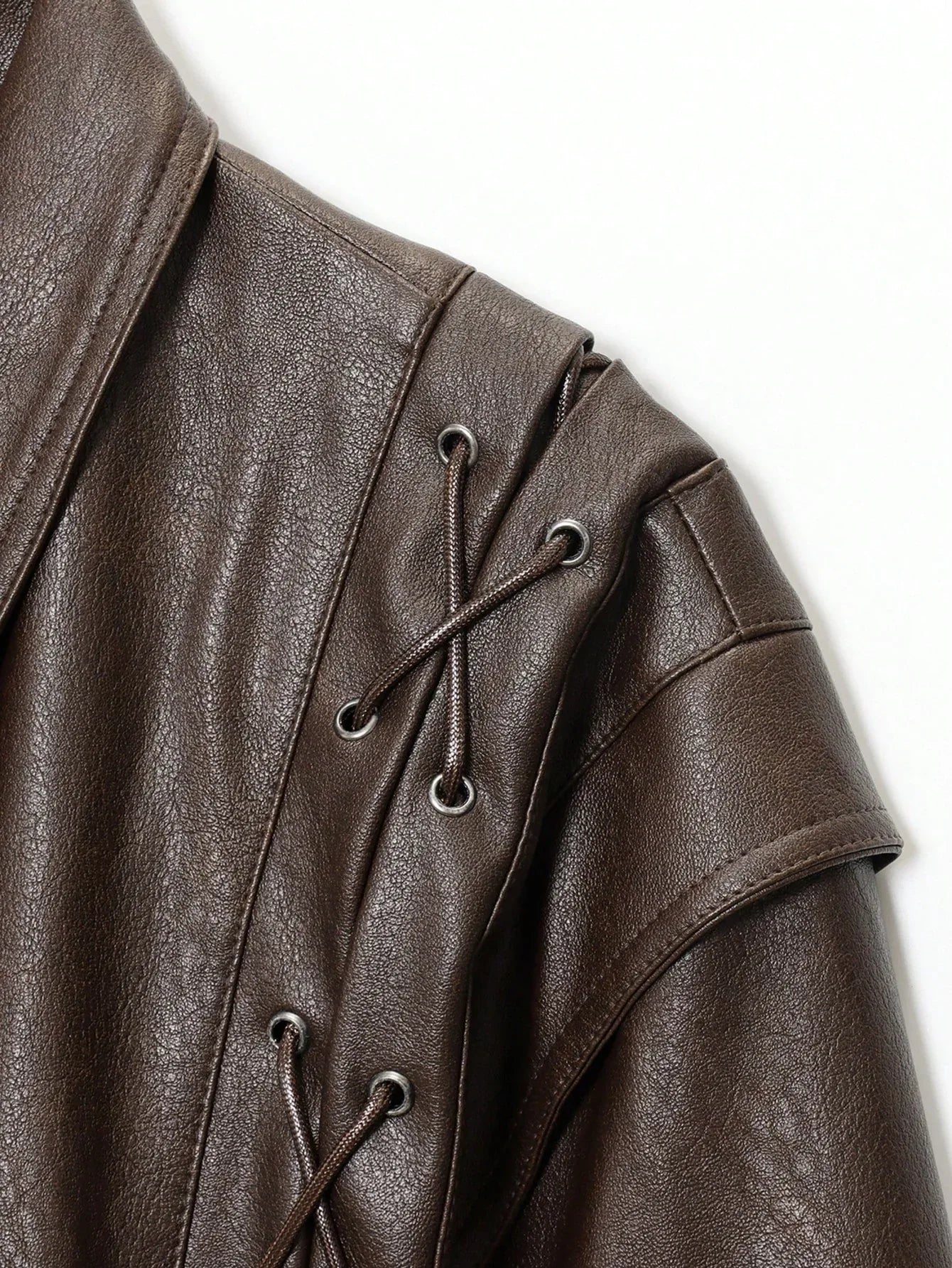 SHEIN-Leather jacket with a stand-up collar and belt - alotasawkli