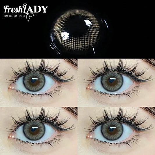 SHEIN-FRESH LADY Pair of 14.0 mm Pearl Grey Colored Contact Lenses - alotasawkli