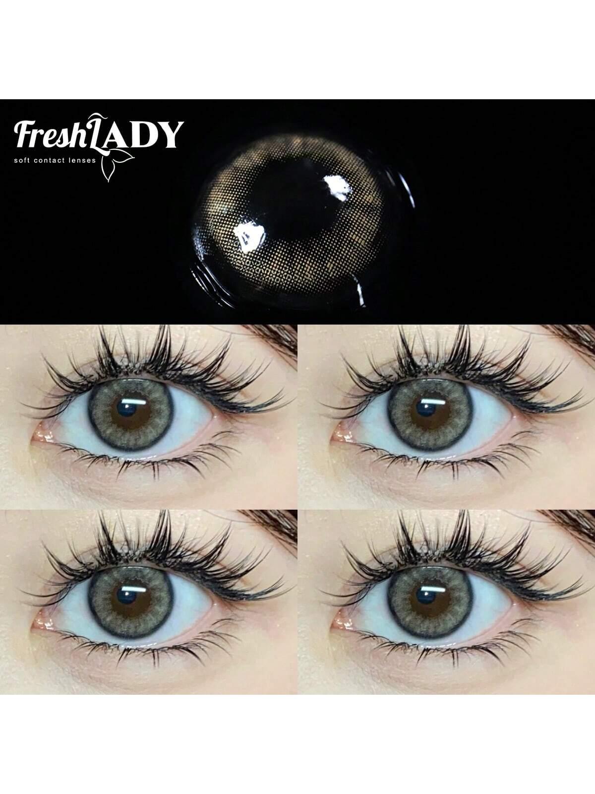 SHEIN-FRESH LADY Pair of 14.0 mm Pearl Grey Colored Contact Lenses - alotasawkli