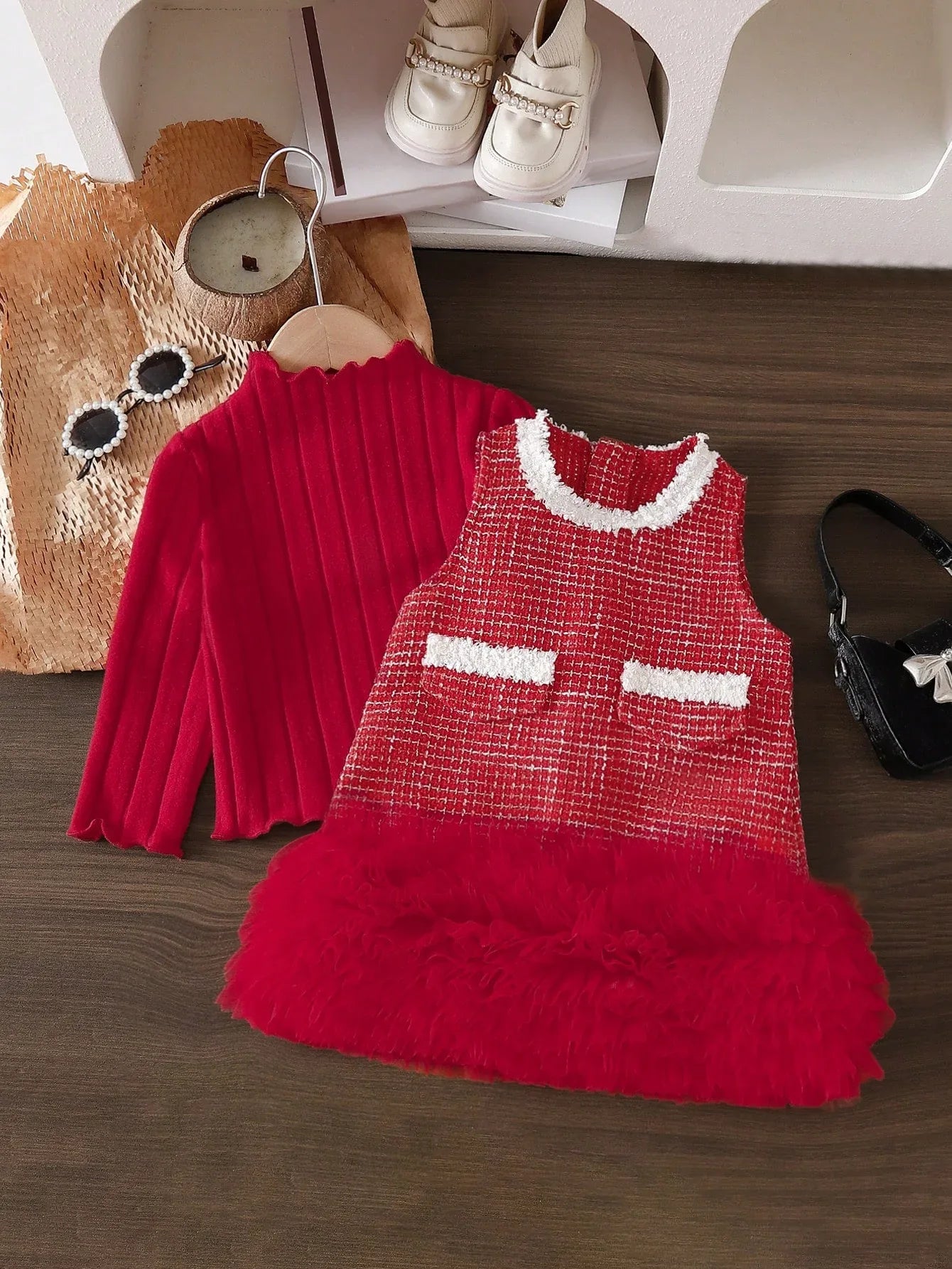 Girls’ Beige Elegant Dress & Top Set - alotasawkli