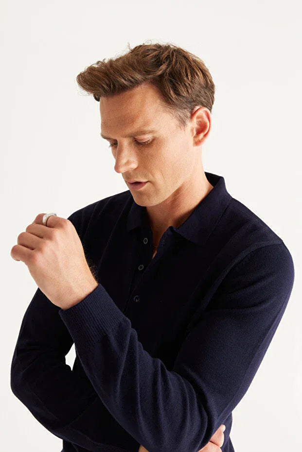 TRENDYOL-Altınyıldız Classics Men's Navy Blue Anti-Pilling Fabric - alotasawkli