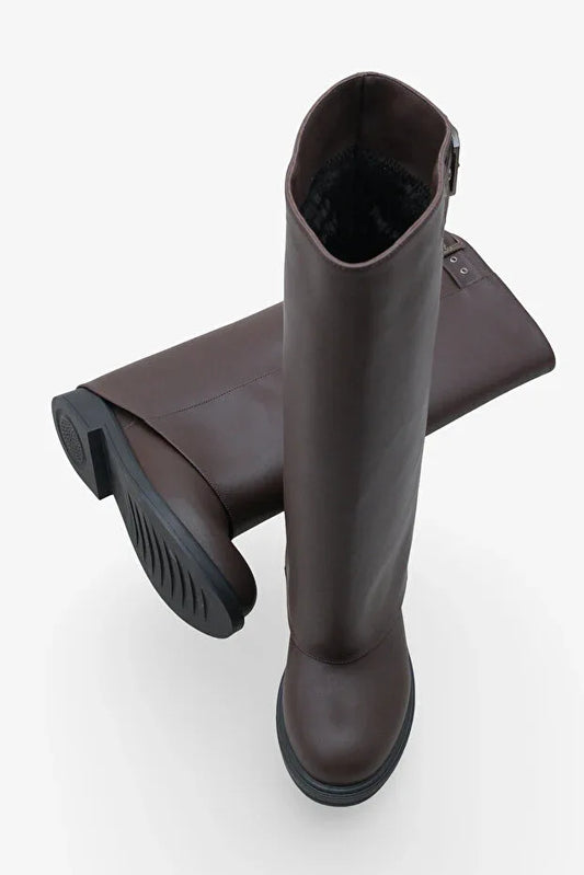 TRENDYOL-LOJO Women's Knee-High Casual Boots with Belt Buckle - alotasawkli