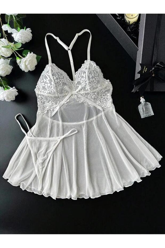 Rose Alexandra Women's Elegant Tulle Nightgown with Lace Details - alotasawkli