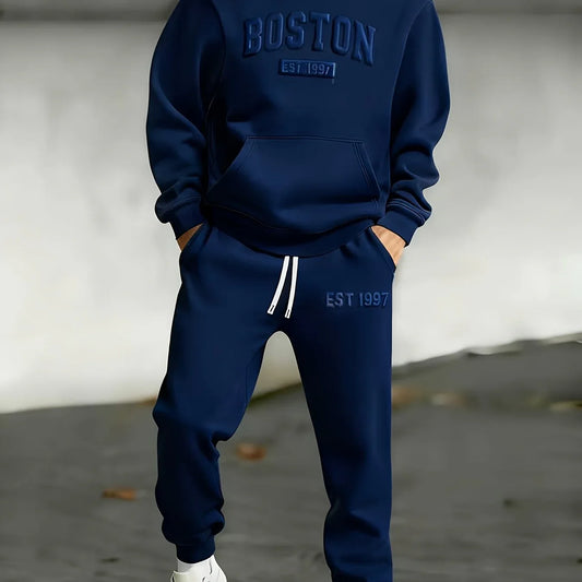 TEMU-BOSTON Print Autumn/Winter Men's Set - alotasawkli