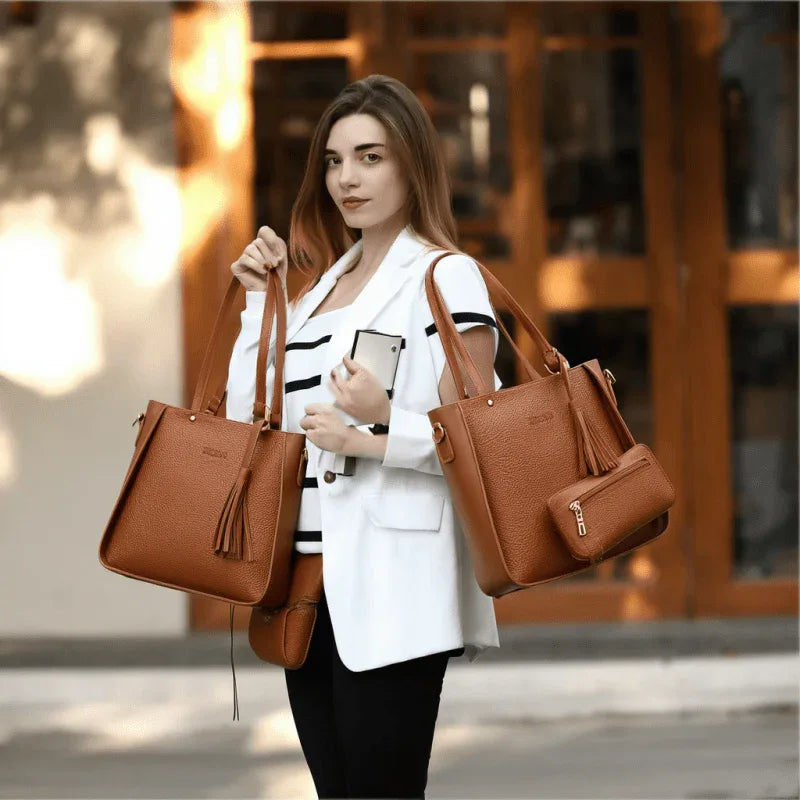 TEMU-Women'S New Lychee 4pcs Handbag Set - alotasawkli