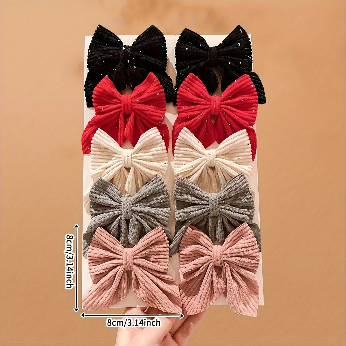 10 Girls' Hair Accessories Colorful Bow Hair Clips for the Back of the Head - alotasawkli