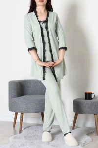 Women's 3-Piece Leopard Print Pajama Set