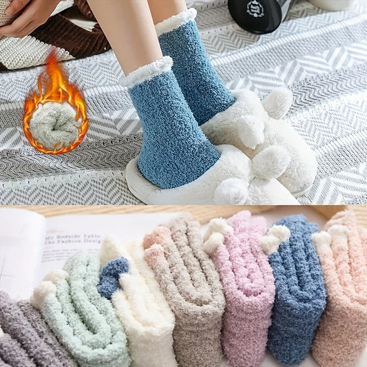 TEMU-Random 5/7 Pairs of Plus Size Comfortable Coral Socks for Women - alotasawkli