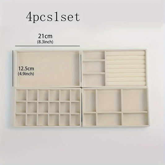 TEMU-4pcs/Set of Simple Flannel Jewelry Trays - alotasawkli