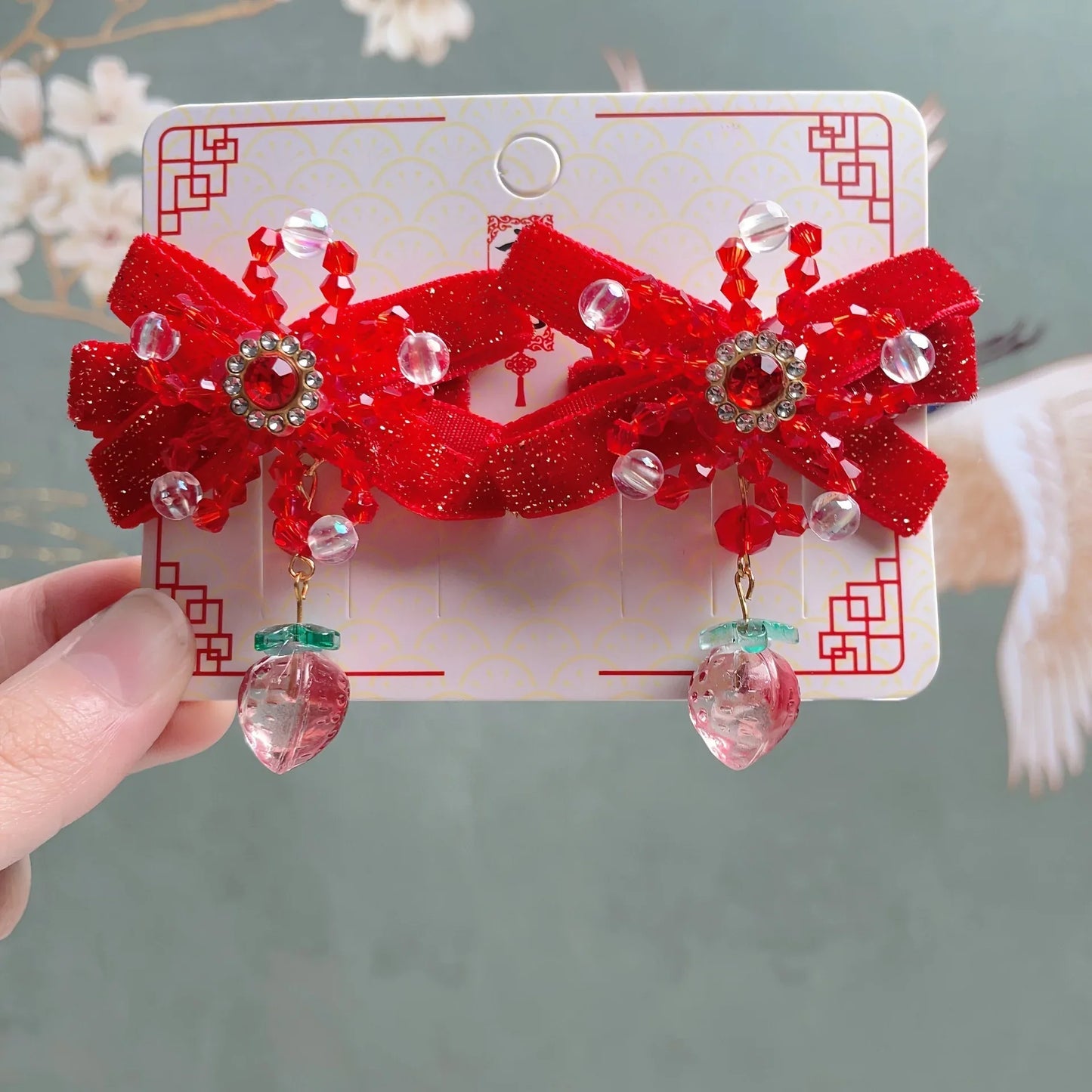1pair Red Children's Hair Clips, Cute Bow Hair Accessories - alotasawkli