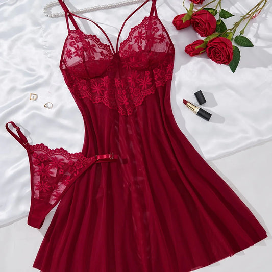 TEMU-Elegant Solid Color Sexy Short Sleep Dress - alotasawkli