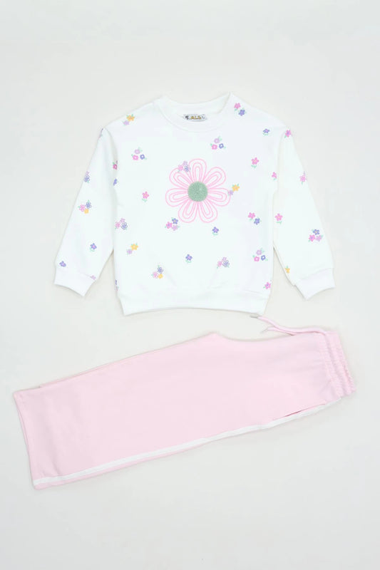 Kids' Fleece-Lined Tracksuit Set (Ages 6-9) - Light Pink