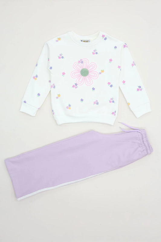 Kids' Fleece-Lined Tracksuit Set (Ages 6-9) - Lilac