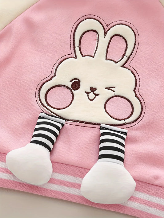 TEMU-2pcs Set: Embroidered Bunny Hoodie and Cuffed Pants - alotasawkli