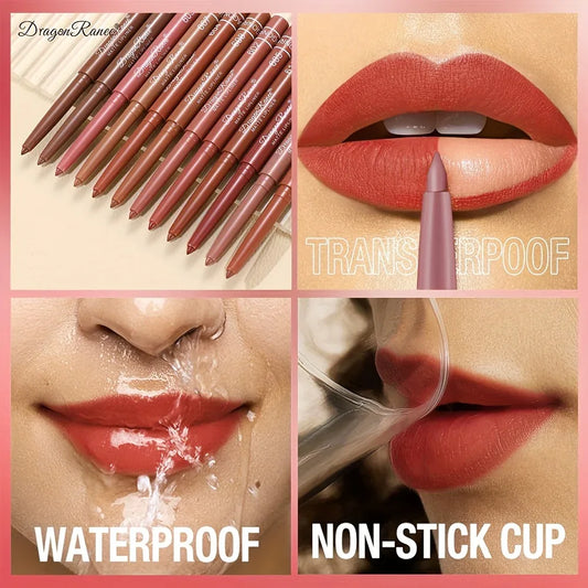 12pcs Matte Lip Liner Set: Smudge-Proof, Waterproof, Long-Lasting - alotasawkli