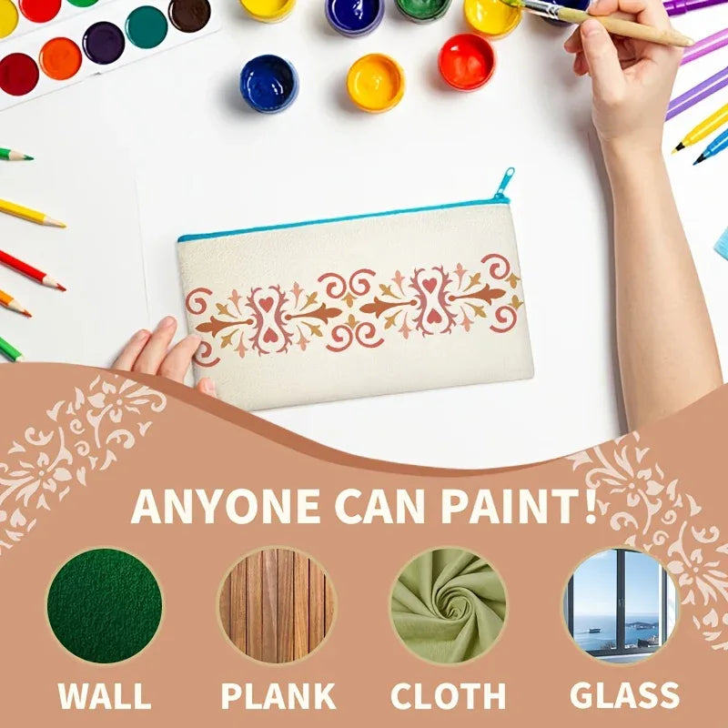 12pcs Reusable Stencil Templates with Flora - alotasawkli