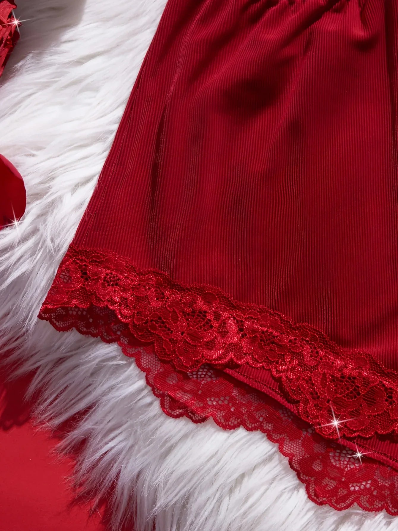 TEMU-2 PieceSolid Color Sexy Pajama Set, Contrast Lace Bow Halter Top & Shorts, Women's Sexy Pajamas - alotasawkli