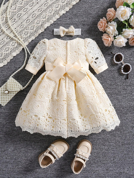 TEMU-Girls' Special Occasion Dress + Headband - alotasawkli
