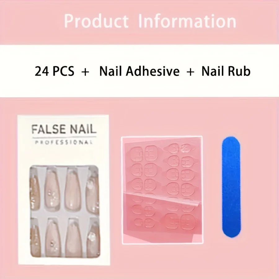 TEMU-24pcs Elegant Pink Nail Set - alotasawkli