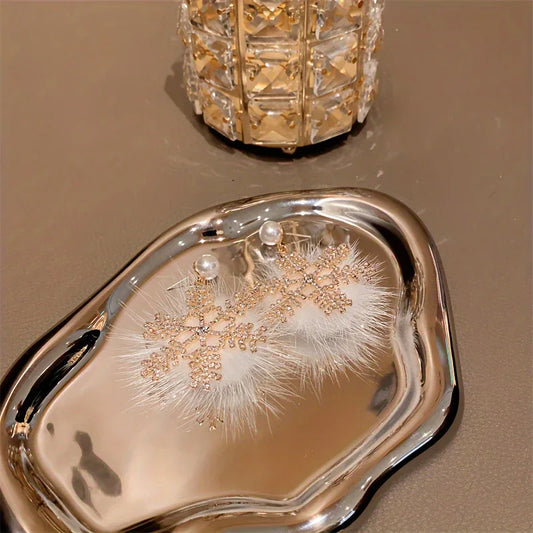 TEMU-2pcs Exquisite Artificial Rhinestone Snowflake Pendant Earrings - alotasawkli