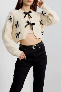 Women’s Ribbon Detail Knit Cardigan – Pink