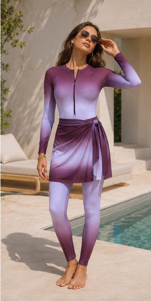 4-Piece Ombré Burkini for Hijabis—Elegant and Distinctive