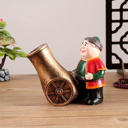 TEMU-A Resin Figure of a Chubby Old Man with a Cannon - alotasawkli