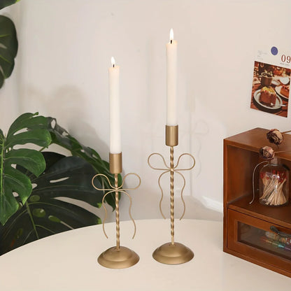 TEMU-A Golden iron bow candle holder - alotasawkli