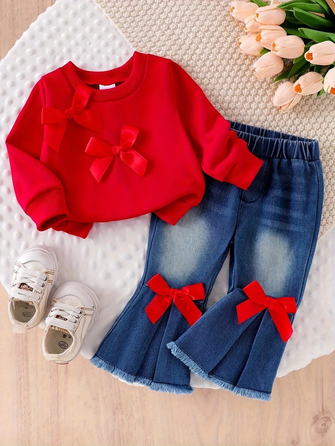 TEMU-2pcs Set | Baby Girl Casual Long Sleeve Crew Neck - alotasawkli