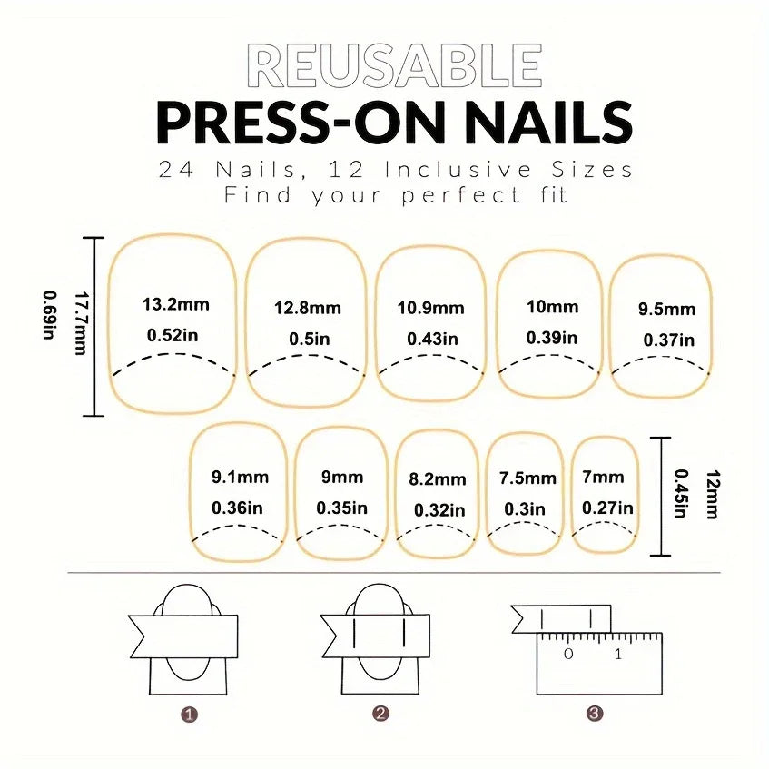 TEMU-24pcs Square Press-On Nails Short Length Glossy Fake Nails - alotasawkli