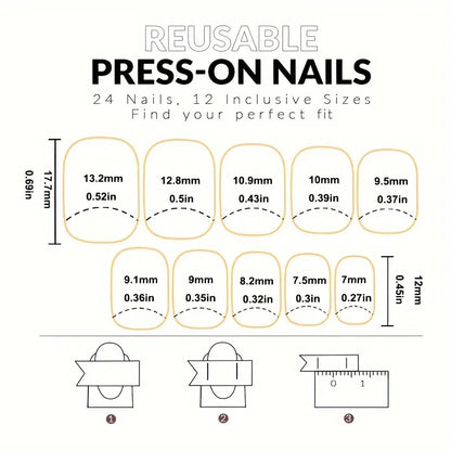 TEMU-24pcs Square Press-On Nails Short Length Glossy Fake Nails - alotasawkli