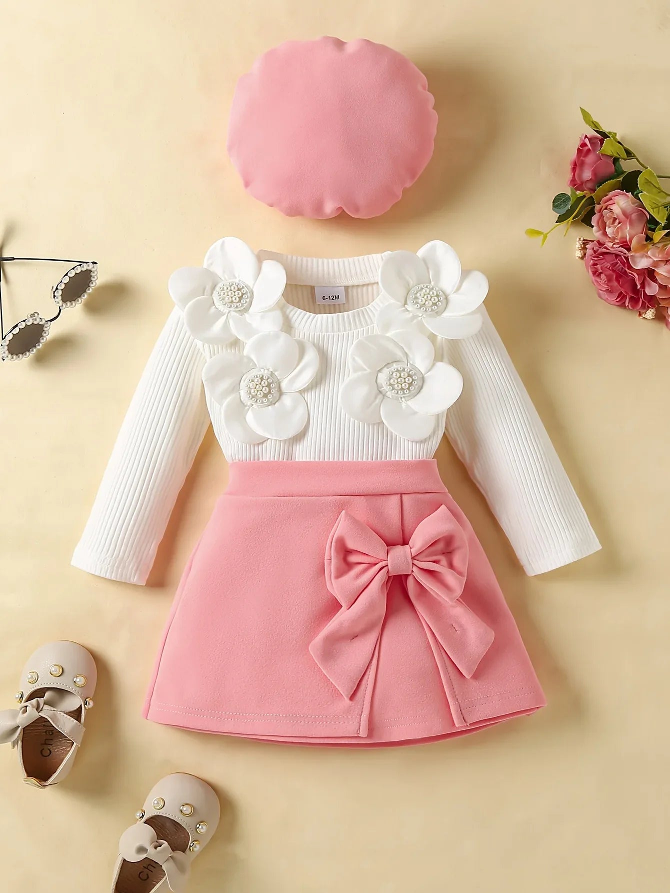TEMU-Newborn Baby Girl's Set: 3pcs Spring - alotasawkli