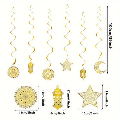 6pcs Eid Al-Adha & Ramadan Decorative Swirl Banners - alotasawkli