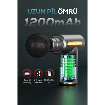 مسدس تدليك مهتز مع 4 رؤوس، أخضر، 19x13 سم - alotasawkli