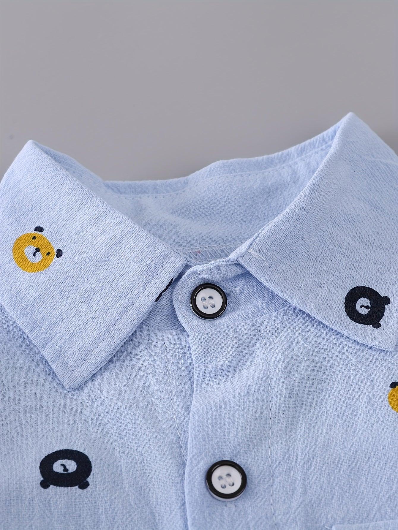 TEMU-Boys' Print Outfit with a Bear Pocket Long-Sleeve - alotasawkli