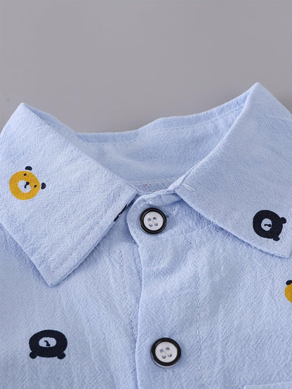TEMU-Boys' Print Outfit with a Bear Pocket Long-Sleeve - alotasawkli