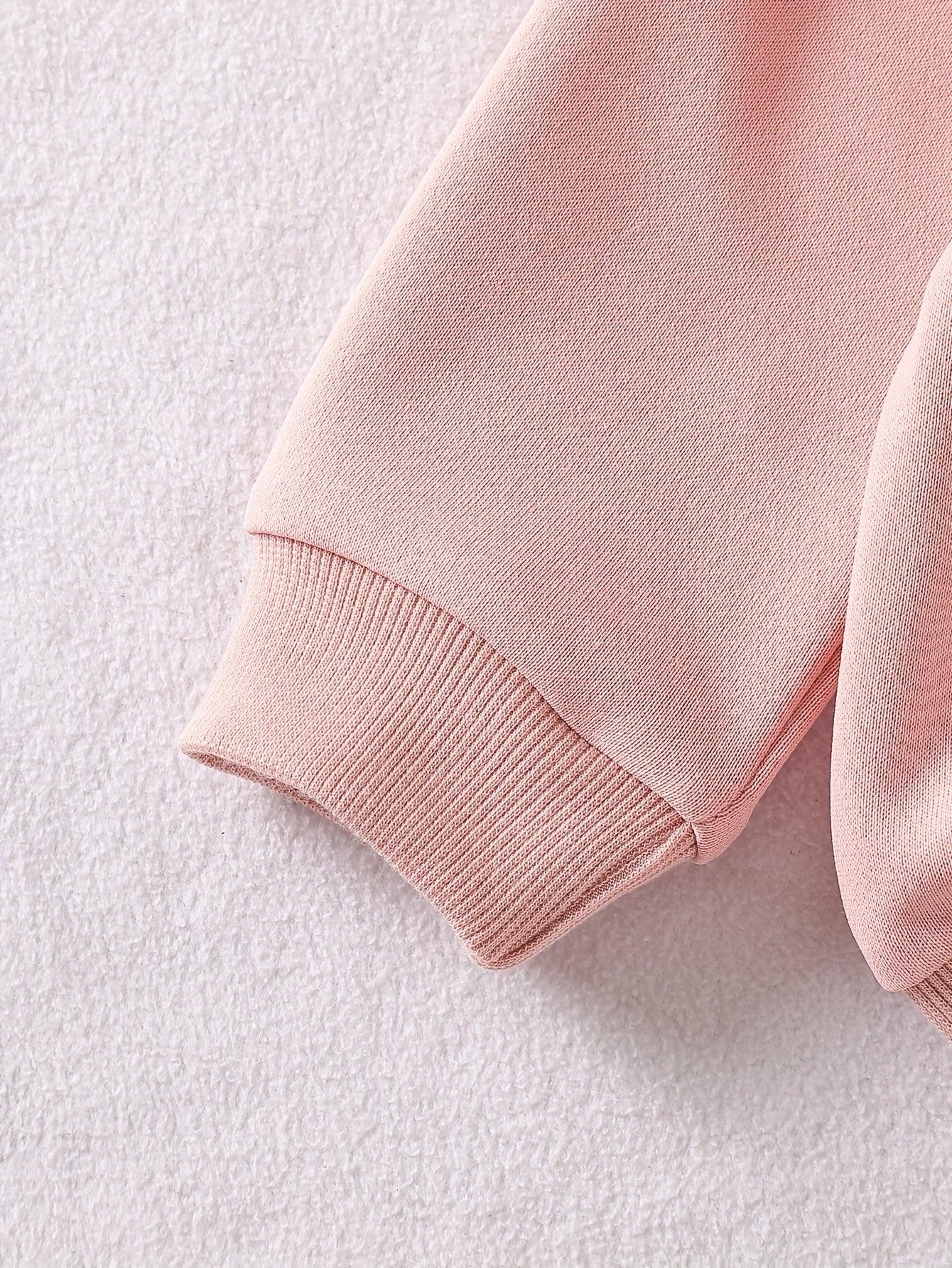 TEMU-2pcs Girls' Love Set: Pink Hooded Sweatshirt - alotasawkli