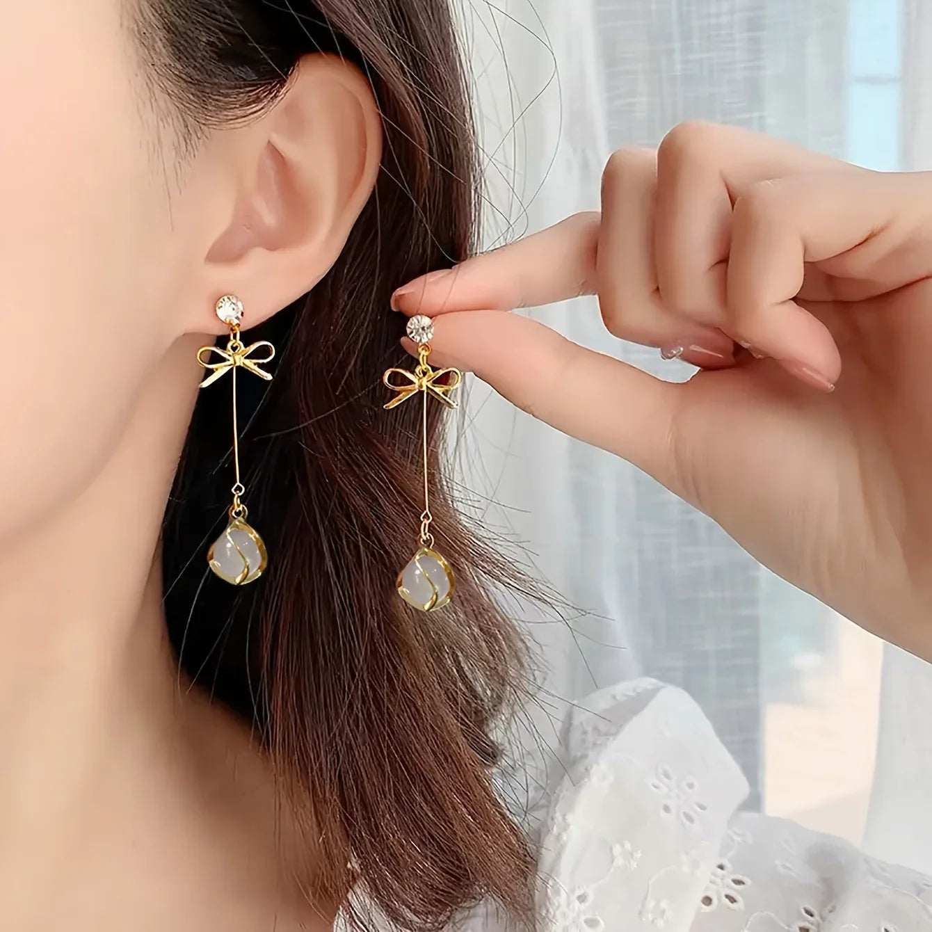 [1 Pair Elegant Earrings] 1 Pair Elegant Minimalist Long Earrings - alotasawkli