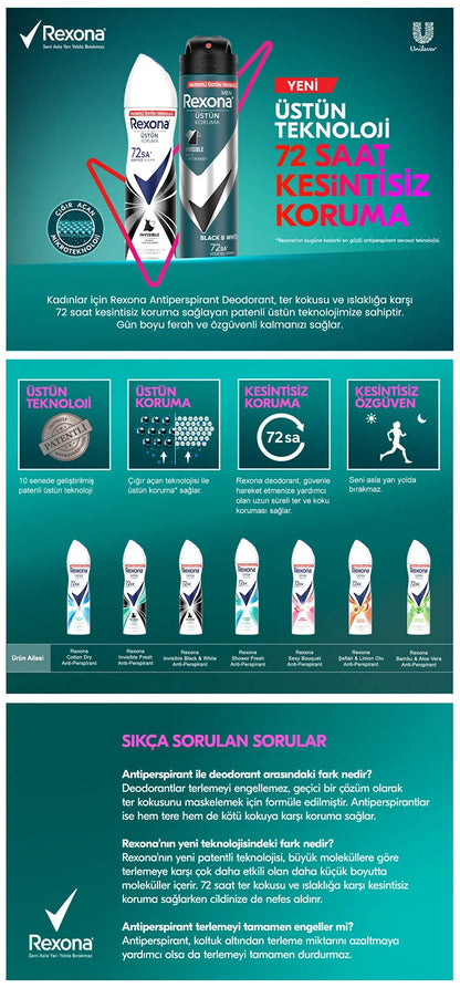 Rexona Women's Spray Deodorant Invisible Fresh 72 Hour Continuous Protection 150 ml - alotasawkli