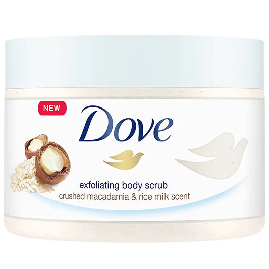 Dove Body Scrub with Macadamia Nut & Rice Milk 225 ml - alotasawkli