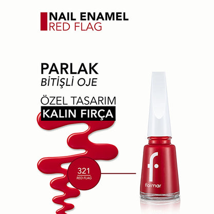 Flormar Nail Enamel Highly Pigmented Nail Polish 321 Red Flag