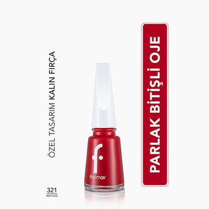 Flormar Nail Enamel Highly Pigmented Nail Polish 321 Red Flag