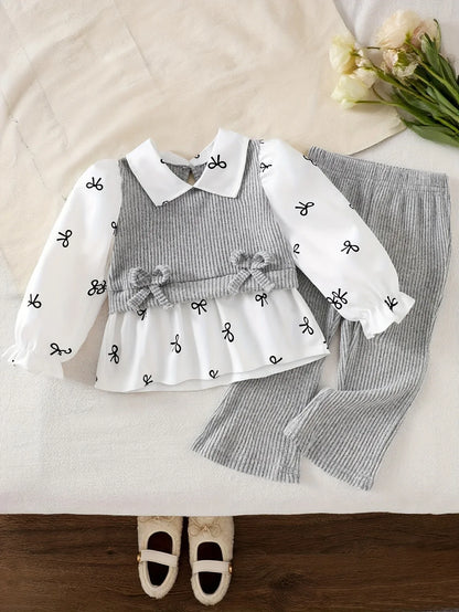 TEMU-Girls' Spring/Autumn Elegant 2pcs Set - alotasawkli